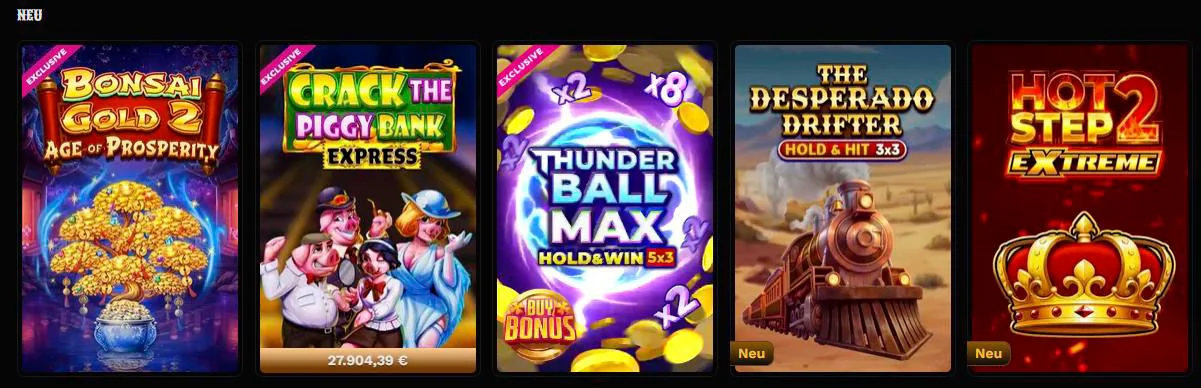 Casino-Spielauswahl bei Wildsino